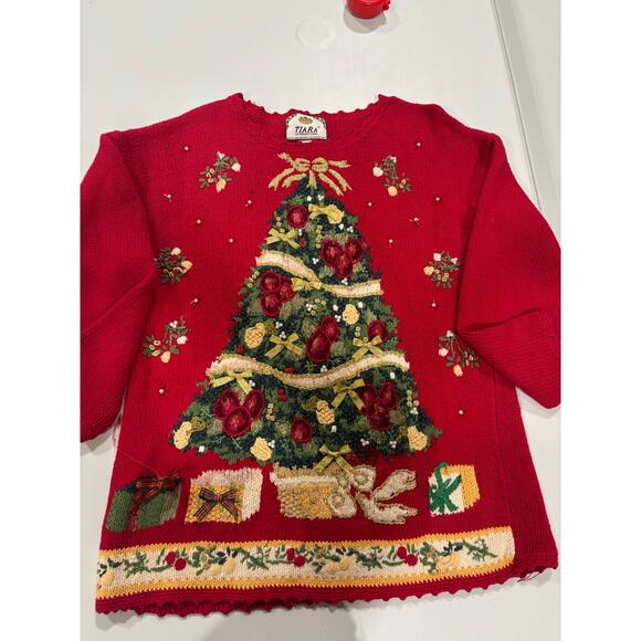 Tiara international Sweaters - Tiara International 1997 Vintage Christmas Embroidered Sweater M Holiday
